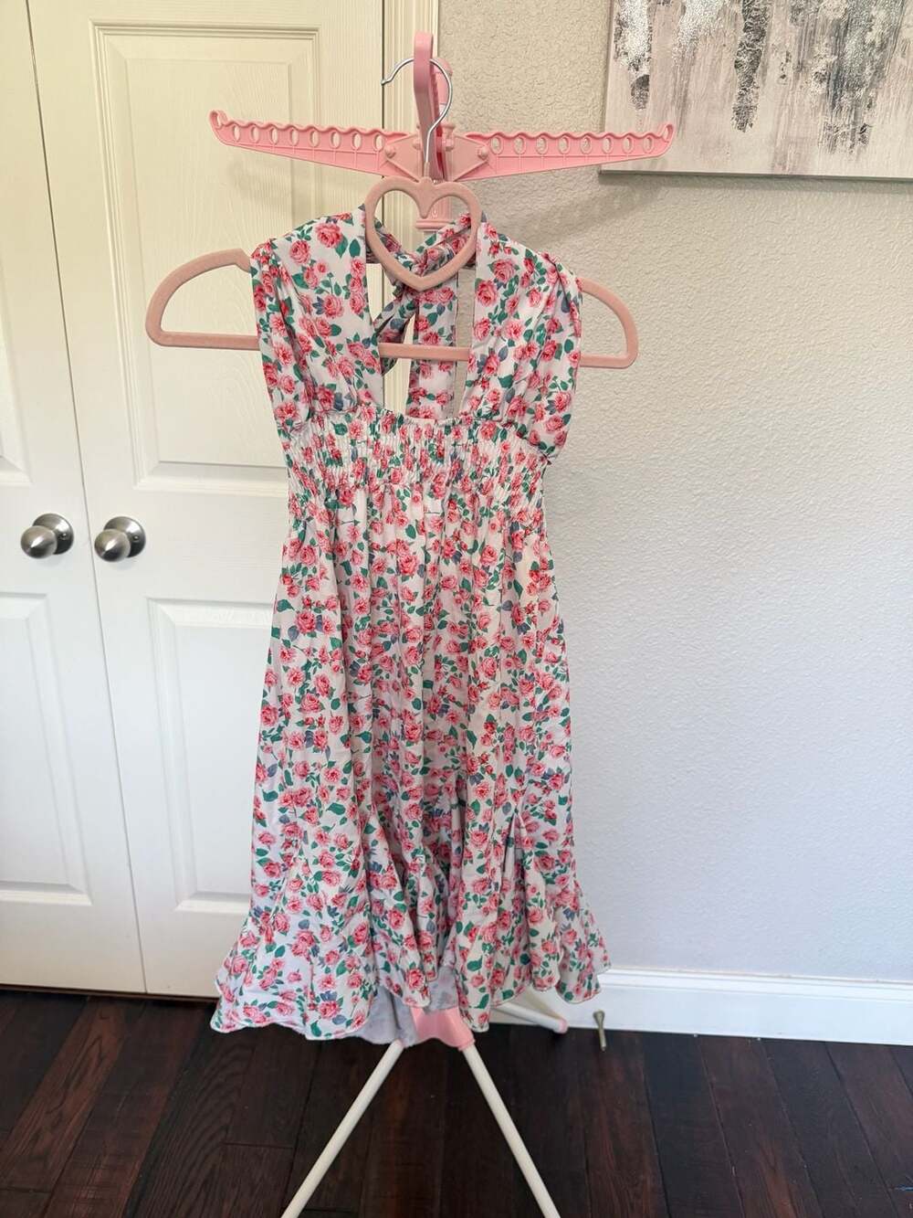 Cupshe Floral Print Halter Neck Smocked Mini Dress
